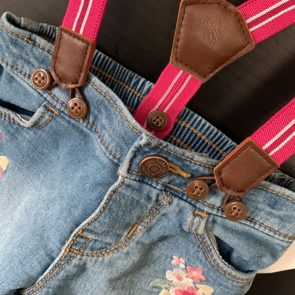 OshKosk B’Gosh Embroidered Detachable Suspender Jeans
